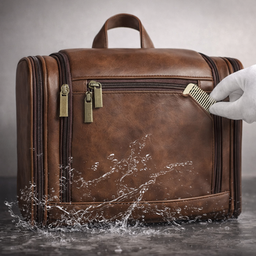 Leather Hanging Toiletry Bag for Men