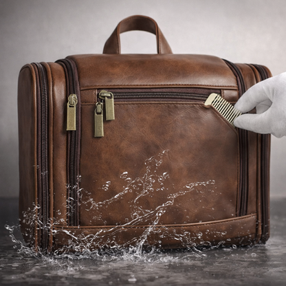 Leather Hanging Toiletry Bag for Men