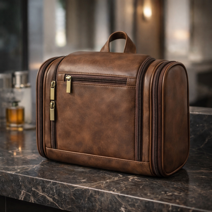 Leather Hanging Toiletry Bag for Men